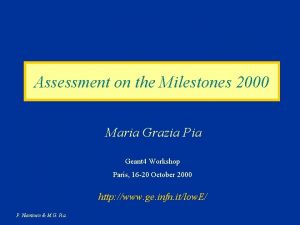 Assessment on the Milestones 2000 Maria Grazia Pia