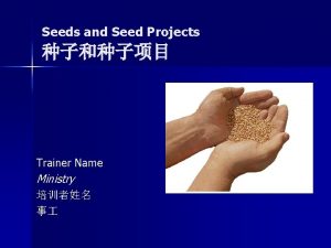 Seeds and Seed Projects Trainer Name Ministry SEEDS