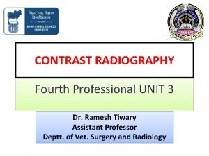 CONTRAST RADIOGRAPHY Fourth Professional UNIT 3 Dr Ramesh