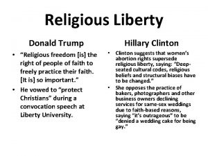 Religious Liberty Donald Trump Hillary Clinton Religious freedom