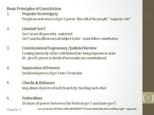 Basic Principles of Constitution 1 Popular Sovereignty People