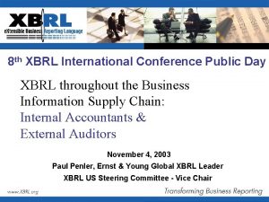 8 th XBRL International Conference Public Day XBRL