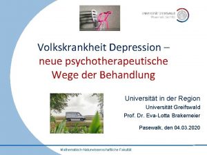 Volkskrankheit Depression neue psychotherapeutische Wege der Behandlung Universitt