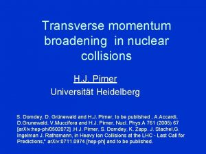 Transverse momentum broadening in nuclear collisions H J