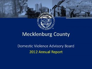Mecklenburg County Domestic Violence Advisory Board 2012 Annual