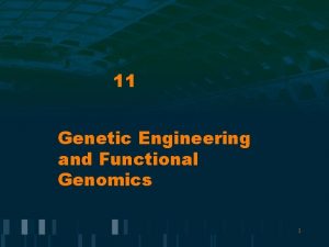 11 Genetic Engineering and Functional Genomics 1 Genetic