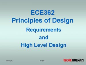 ECE 362 Principles of Design Requirements and High
