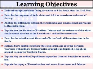 Learning Objectives Define the major problems facing the