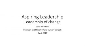 Aspiring Leadership of change Jane Whinnett Balgreen and