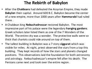 The Rebirth of Babylon After the Chaldeans had