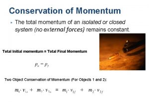 Conservation of Momentum The total momentum of an