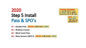 2020 Step 5 Install Pass SPOs 1 Double