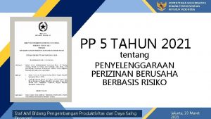 KEMENTERIAN KOORDINATOR BIDANG PEREKONOMIAN REPUBLIK INDONESIA PP 5