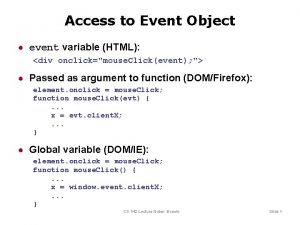 Access to Event Object event variable HTML div