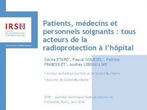 Patients mdecins et personnels soignants tous acteurs de