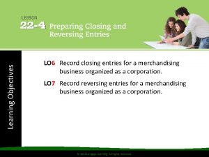 Learning Objectives LO 6 Record closing entries for