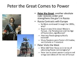 Peter the Great Comes to Power Peter the