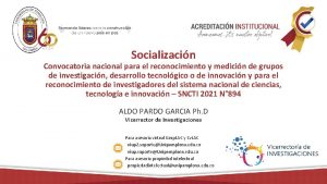 Socializacin Convocatoria nacional para el reconocimiento y medicin