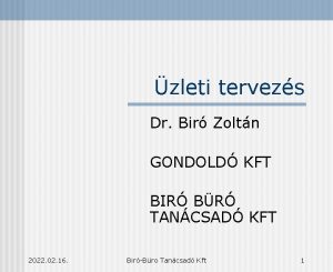 zleti tervezs Dr Bir Zoltn GONDOLD KFT BIR