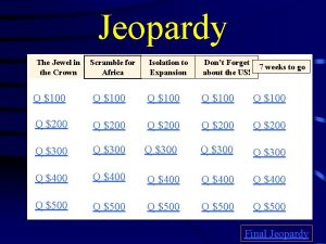 Jeopardy The Jewel in the Crown Scramble for