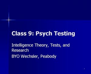 Class 9 Psych Testing Intelligence Theory Tests and