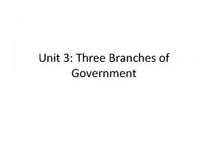 Unit 3 Three Branches of Government The Legislative