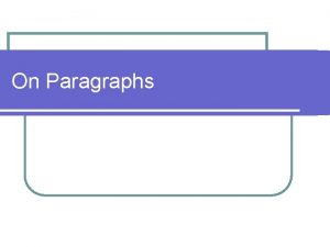 On Paragraphs What is a paragraph A paragraph