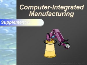 ComputerIntegrated Manufacturing Supplement K To Accompany Krajewski Ritzman