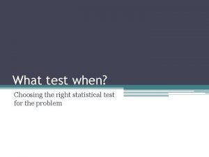 What test when Choosing the right statistical test