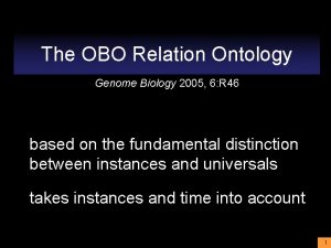 The OBO Relation Ontology Genome Biology 2005 6