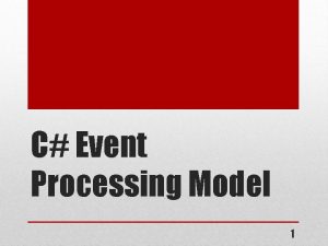 C Event Processing Model 1 C Event Processing