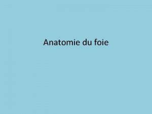 Anatomie du foie Fonction Le foie est un