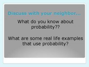 Discuss with your neighbor What do you know