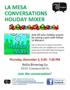 LA MESA CONVERSATIONS HOLIDAY MIXER Kickoff your holiday