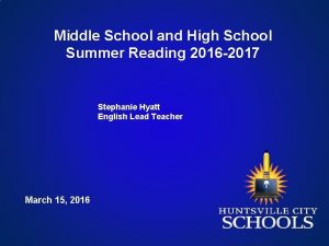 Middle School and High School Summer Reading 2016