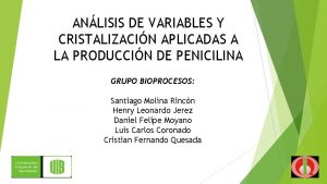 ANLISIS DE VARIABLES Y CRISTALIZACIN APLICADAS A LA