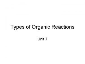Types of Organic Reactions Unit 7 Substitution reactions