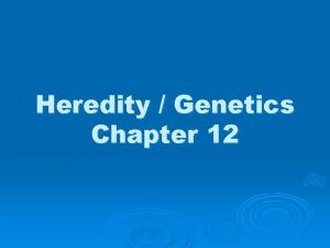 Heredity Genetics Chapter 12 Gregor Mendel Worked in