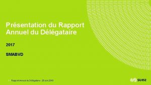 Prsentation du Rapport Annuel du Dlgataire 2017 SMABVD