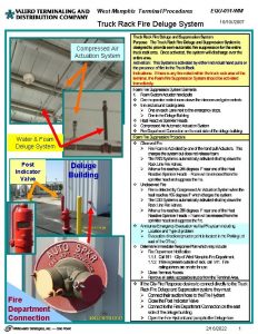 West Memphis Terminal Procedures Truck Rack Fire Deluge