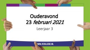 Ouderavond 23 februari 2021 Leerjaar 3 Programma Voorstellen