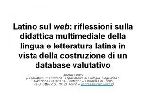 Latino sul web riflessioni sulla didattica multimediale della