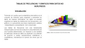 CON TABLAS DE FRECUENCIAS Y GRAFICOS PARA DATOS