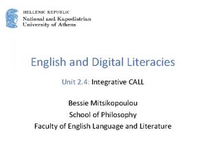 English and Digital Literacies Unit 2 4 Integrative