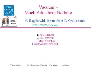 Vacuum Much Ado about Nothing V Baglin with