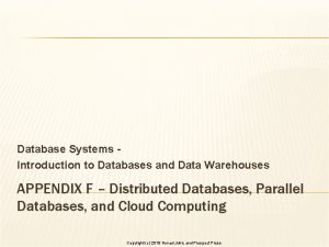 Database Systems Introduction to Databases and Data Warehouses