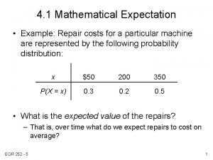 4 1 Mathematical Expectation Example Repair costs for