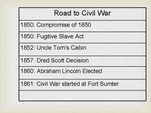 Road to Civil War 1850 Compromise of 1850