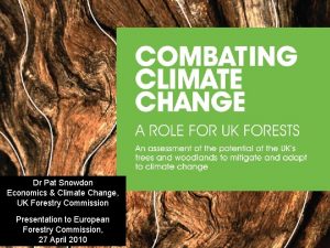Dr Pat Snowdon Economics Climate Change UK Forestry
